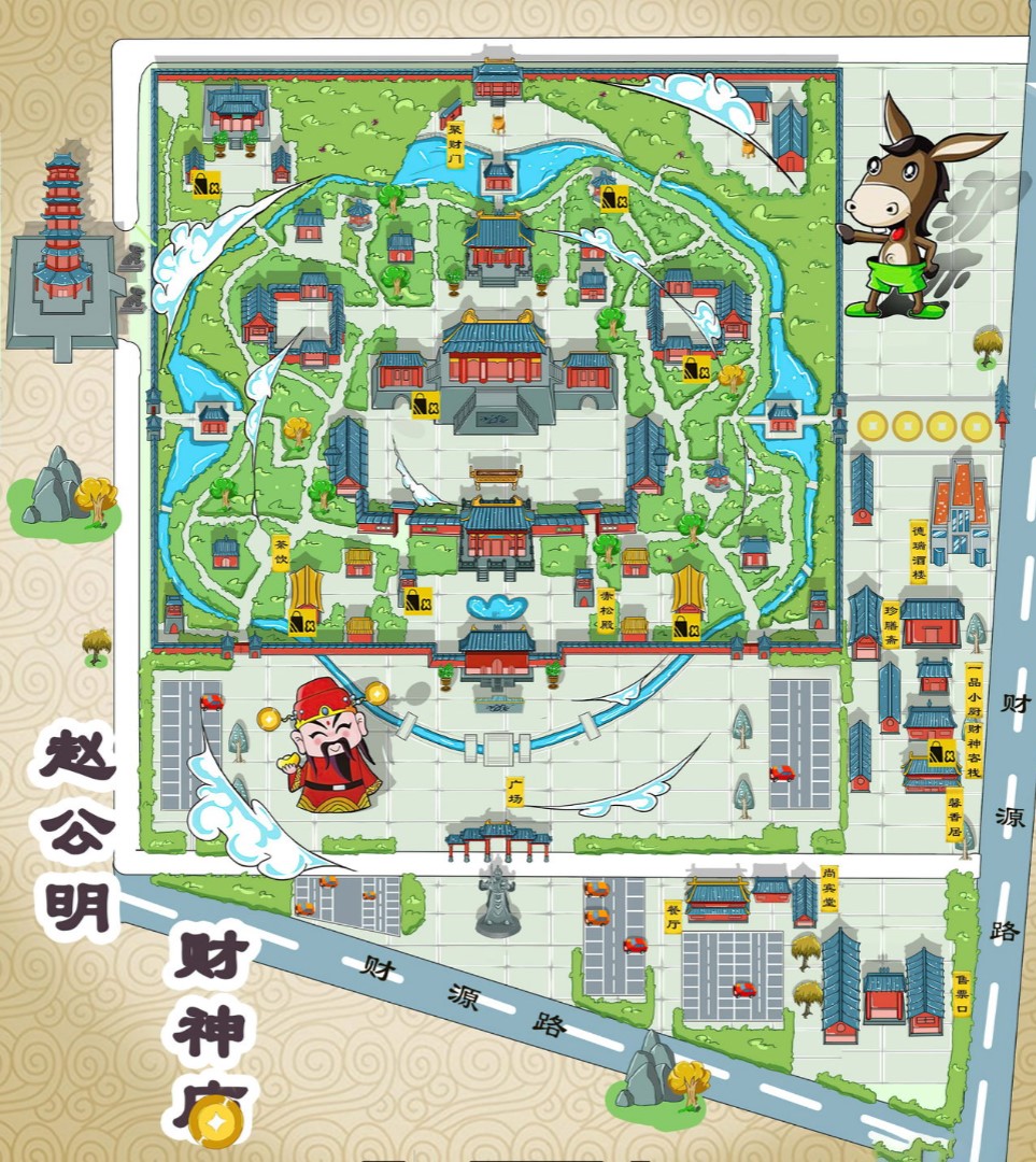 林芝寺庙类手绘地图